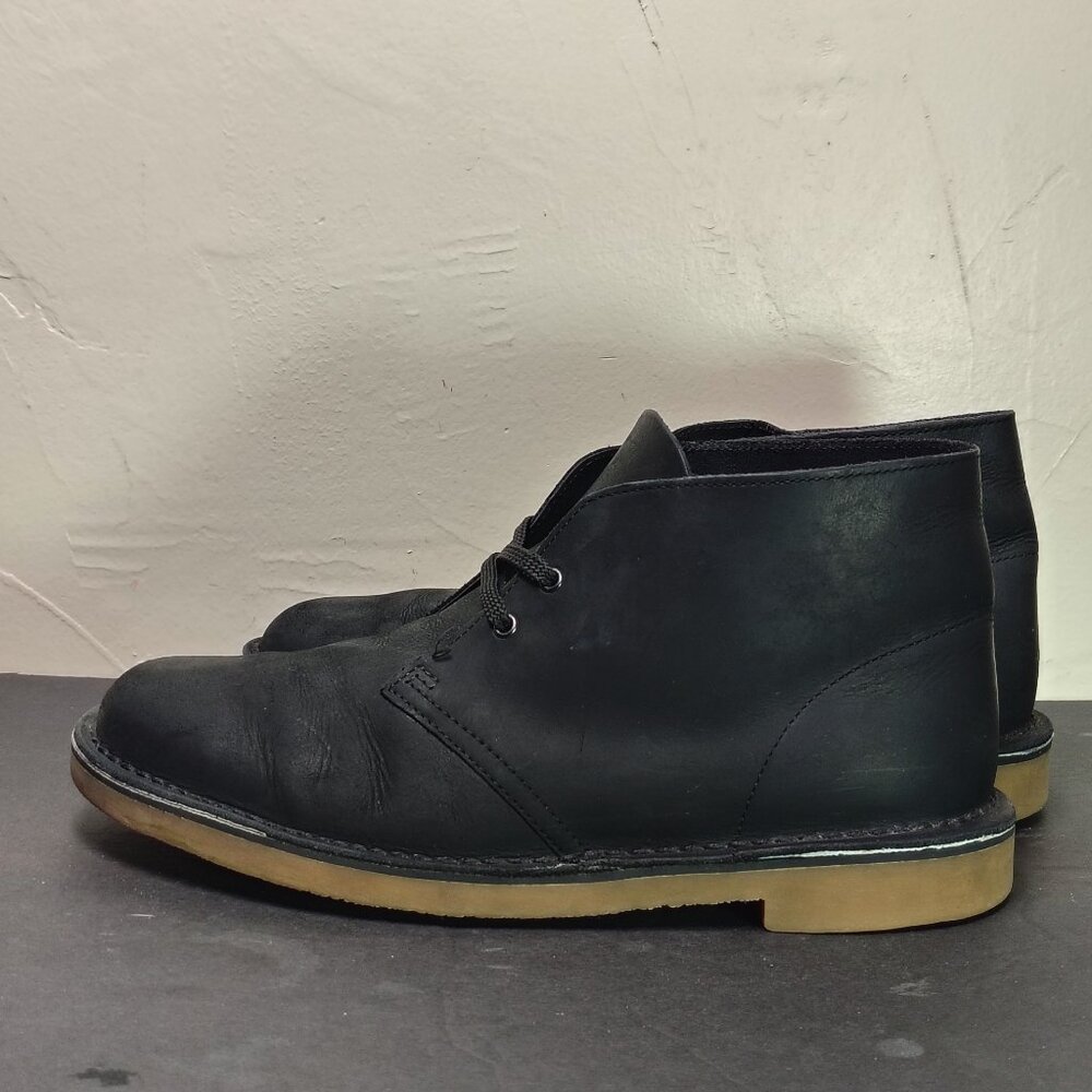 Clarks Bushacre 3 Men's Size 8.5 Black Leather 2 Eye Desert Chukka Boots - Picture 4 of 7